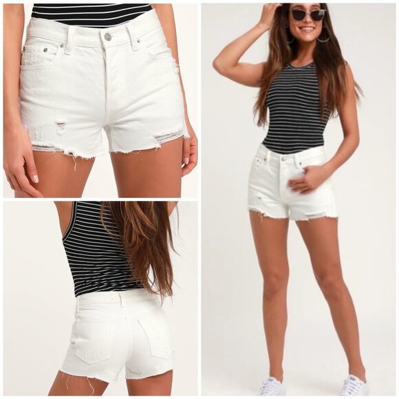 Free People Sofia Denim Shorts Women's Size 24 White Button-Fly Cutoff NWT - Picture 1 of 9